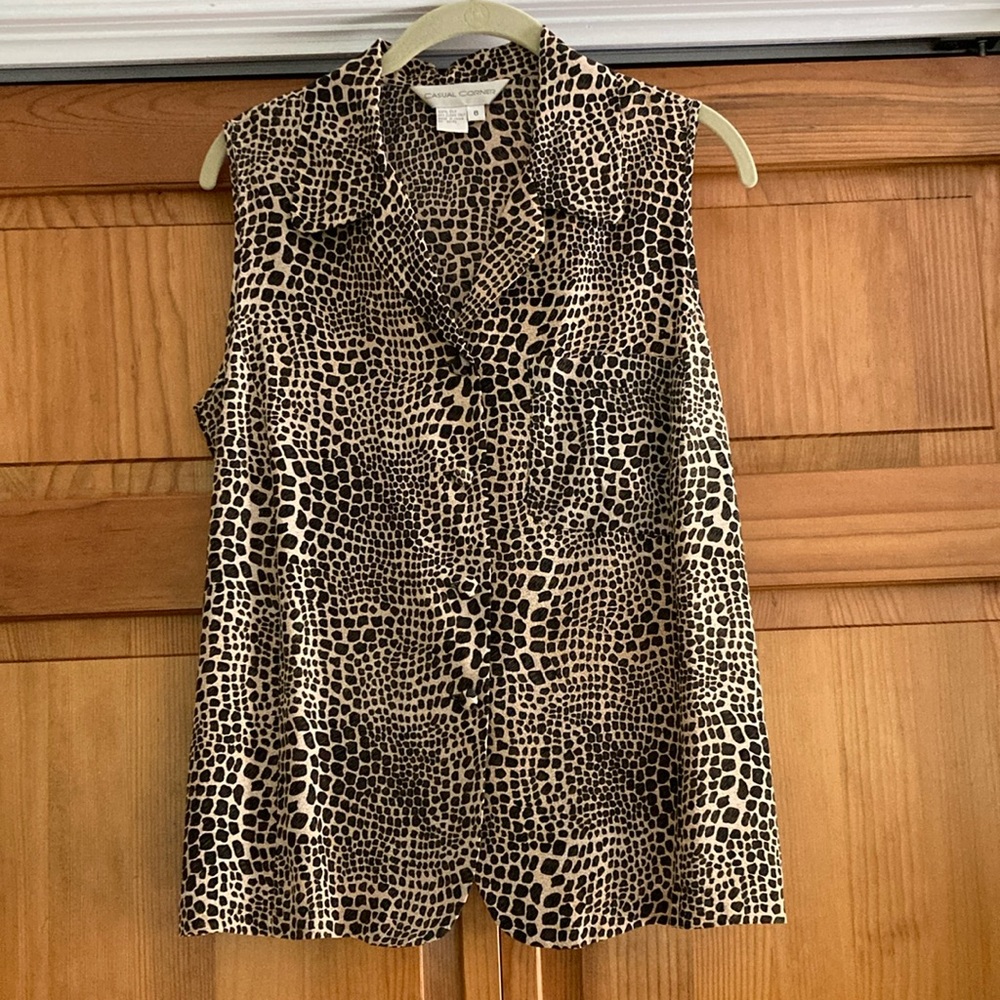 Casual Corner Silk Leopard Top